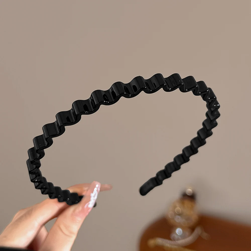 2 Fasce Per Capelli A Zig Zag Con Denti - Pettine Ondulato In Plastica Nera Per Donne E Ragazze - 4