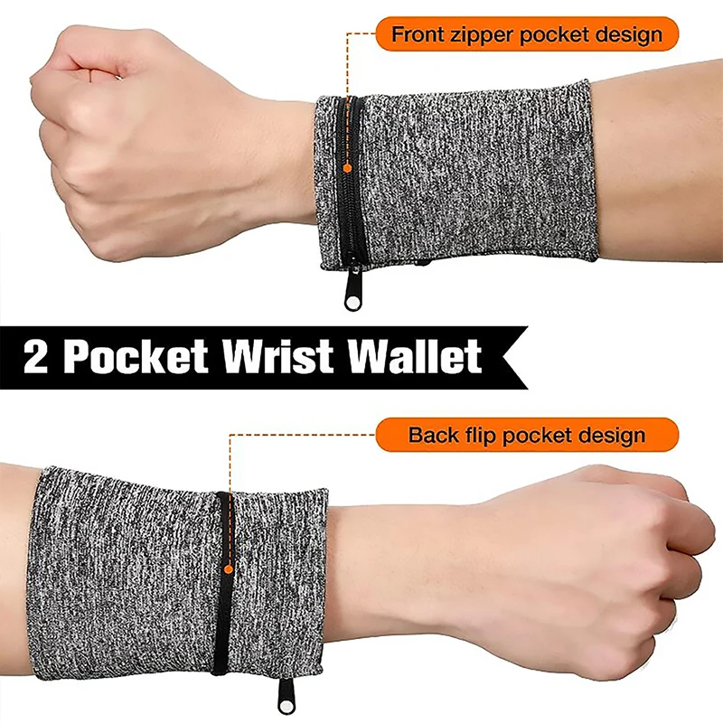 Sports Wristband Zipper Wrist Wallet Pouch for Phone Key Cards Gym