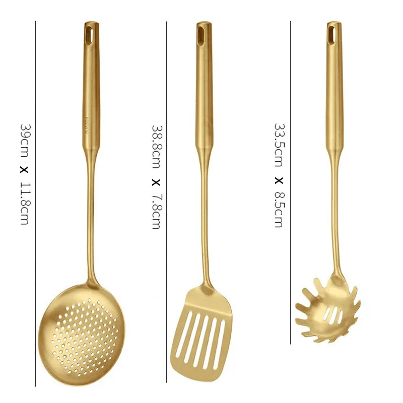 1/7Pcs Stainless Steel Kitchenware Creative Gold Soup Spoon Noodle Colander - Image 5