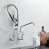 Commercial Kitchen Faucet Deck Mount with Pre-Rinse Sprayer 21" Height Kitchen Sink Faucet 8 Inch Center with 10" Add-on Swing S 1