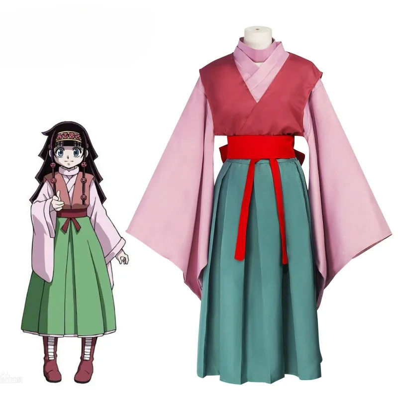 Hunter x Hunter: Alluka Zoldyck (Aruka Zorudikku) | Pink Dress Cosplay Costume Set 22 Hunter x Hunter Alluka Zoldyck Pink Dress Cosplay Costume for Women (Unofficial)