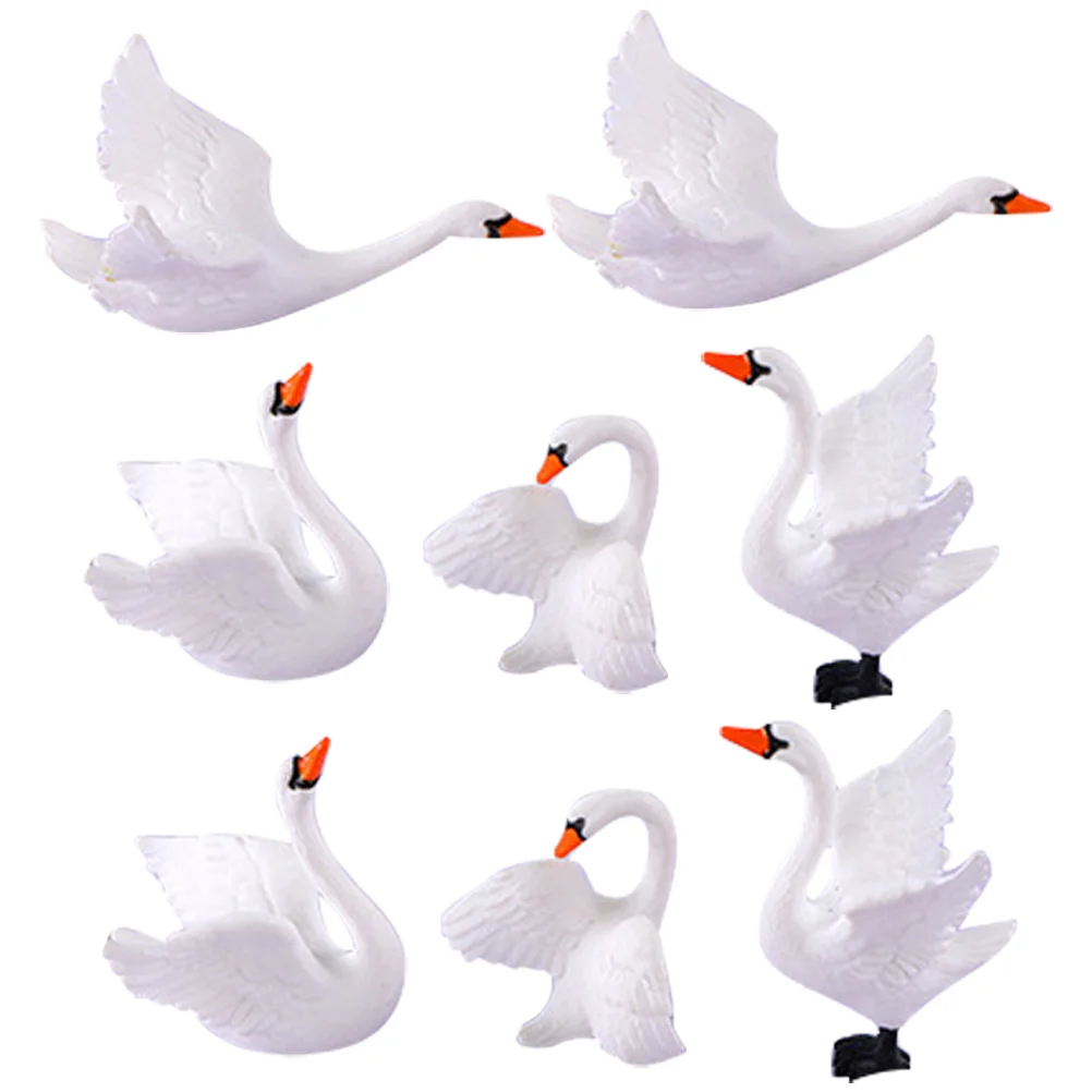 

8Pcs Miniature Garden Swan Decoration Mini Swan Model Decorative Swan Statue Figurines