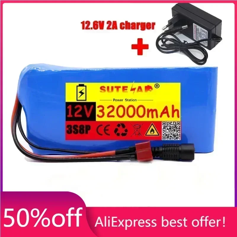 

18650 lithium battery pack, 12v3200mah 3s8p + BMS protection board + 12.6v2a CHARGER + free delivery