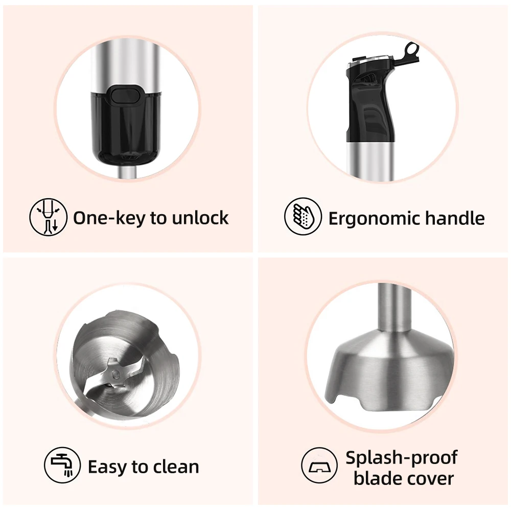 

Blender Five Pieces Home 500W Big Power Cooking Machine Handheld Whisk Crush Rod Grinding Cup Meat Grinder Bowl