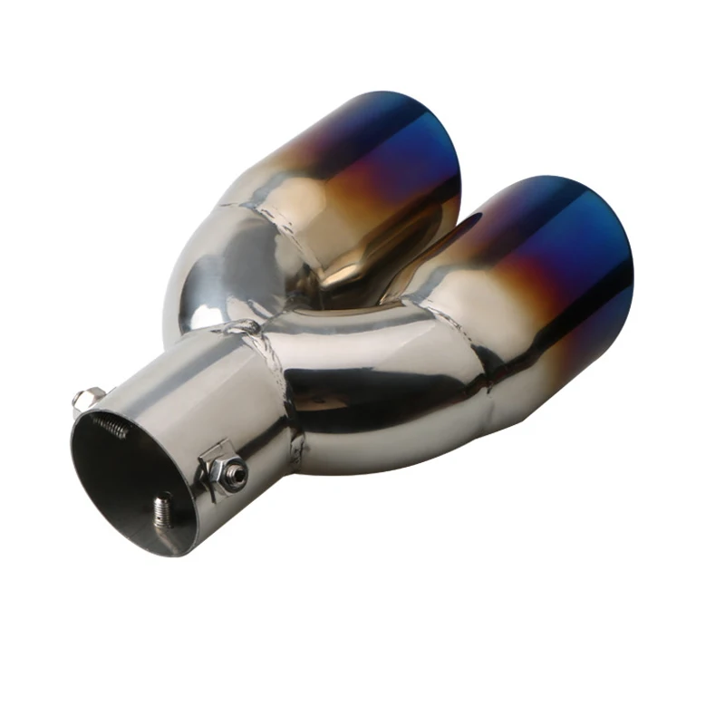 Exhaust Pipe Tip Tail Pipe Muffler Universal 63mm Car Exhaust Pipe Inlet Double-Barrel Rear Tip