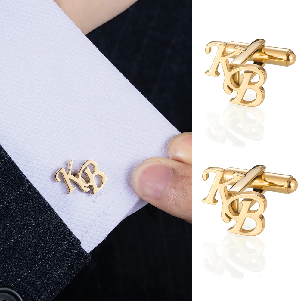 Boxed Custom Name Initials Letter Cufflinks for Mens Women Shirt Buttons  Stainless Steel Luxury Jewelry Wedding Gift for Guests _ - AliExpress Mobile