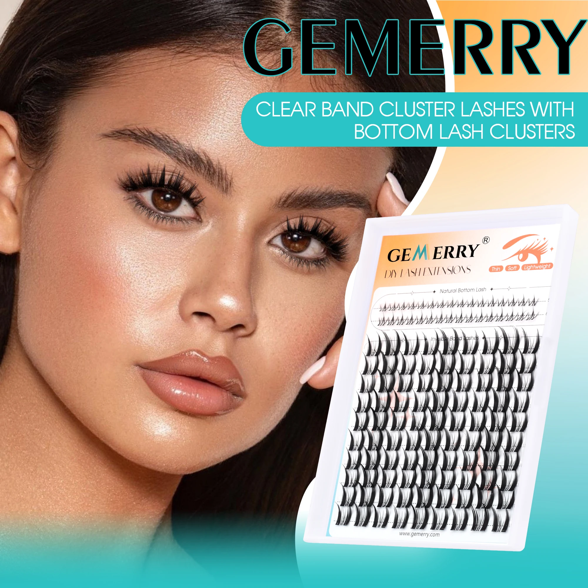 Gemerry 5 teile/los DIY Individuelle Cluster Wimpern Unsichtbare Feder Klar Band Comic Wimpern Verlängerung 3D Volumen Weiches Licht Wimpern – Detail 1