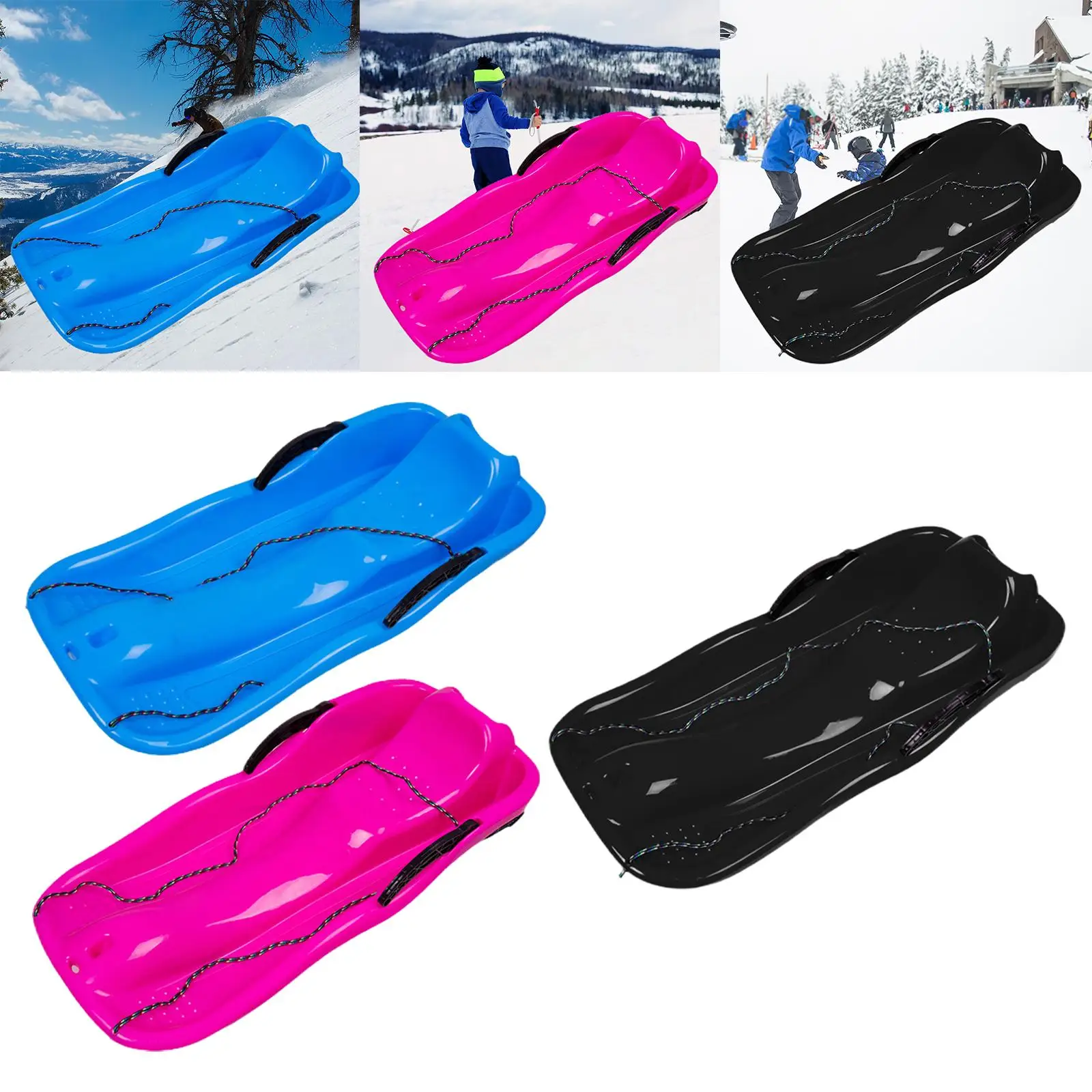 Portable Toboggan Sledding Kids Sledge Double Human Sleigh Fun Toy Downhill