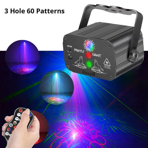ALIEN RGB 미니 DJ 디스코 레이저 라이트 프로젝터, USB 충전식 LED UV 사운드 스트로브 무대 효과 웨딩 크리스마스 휴일 파티 램프 7