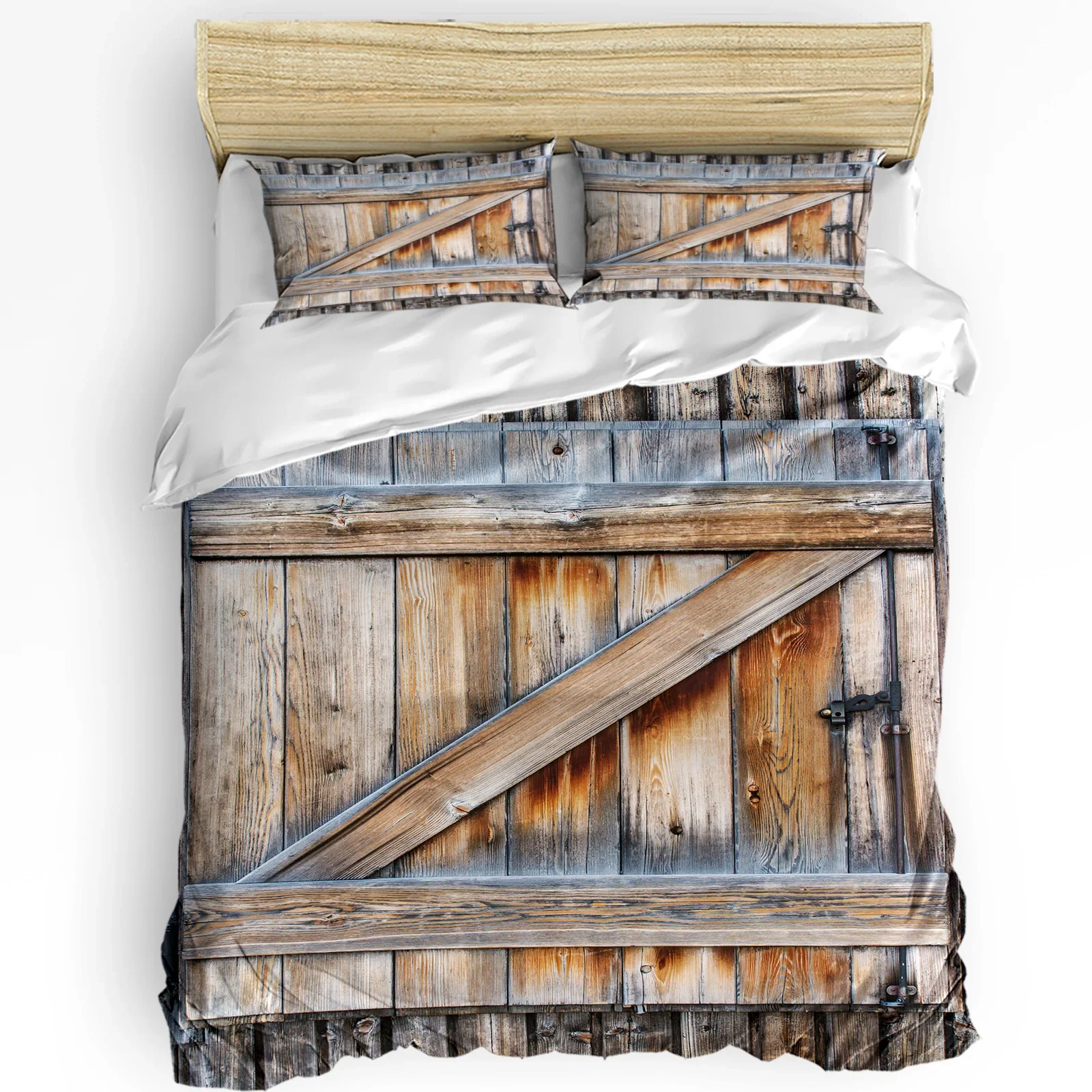 

3pcs Bedding Set Wood Door Home Textile Duvet Cover Pillow Case Boy Kid Teen Girl Bedding Covers Set