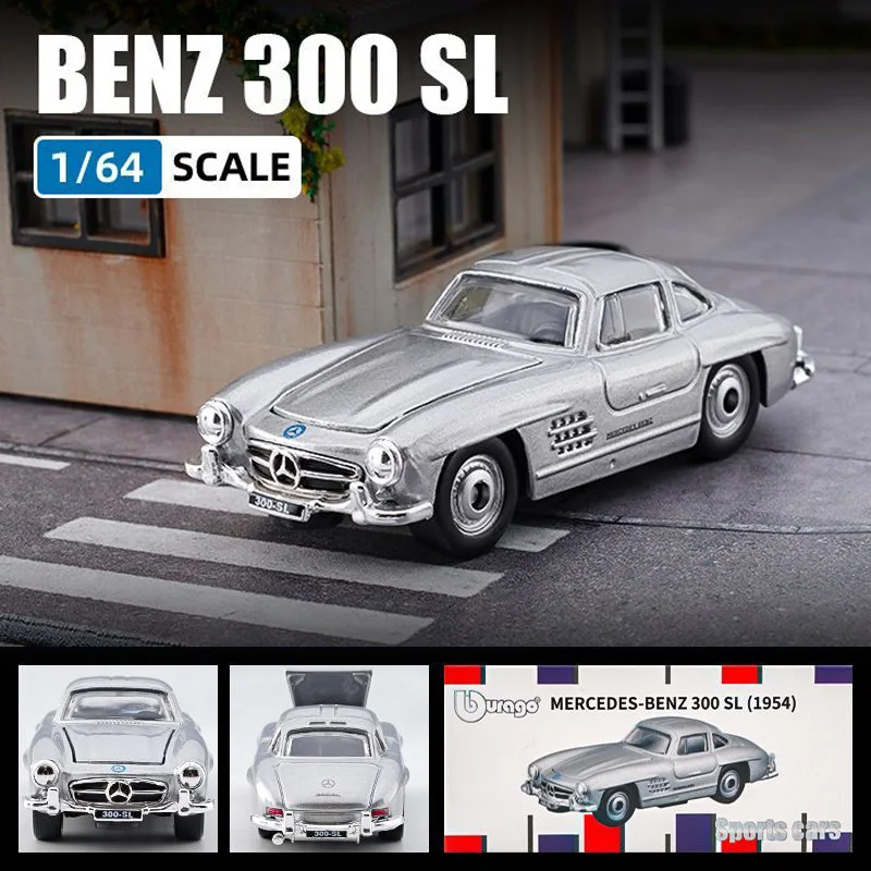

Bburago 1:64 мерный BENZ 300 SL Миниатюрная модель автомобиля из сплава, литый под давлением автомобиль, копия коллекционной Игрушки для мальчиков, подарки