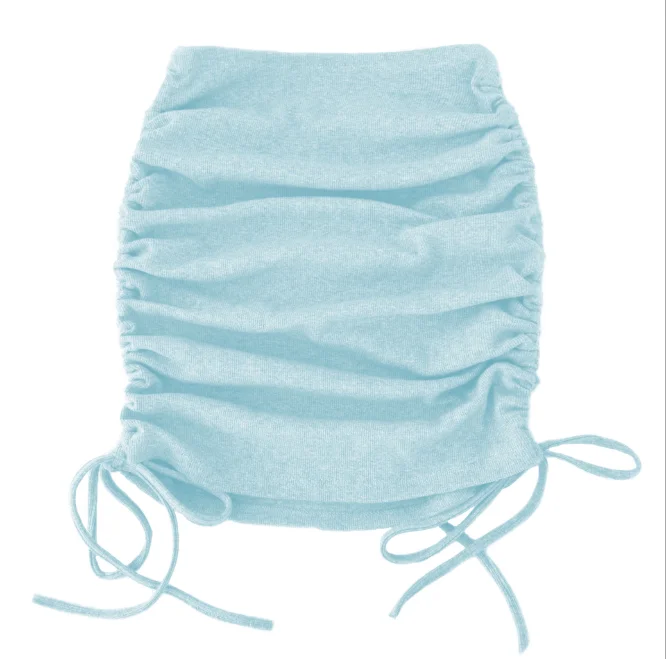 2021 Spring  Autumn Women's Knitting Thread Side Drawstring Elastic Pleated Skirt Sexy Slim Adjustable Buttock Skirt Girl Pink nike tennis skirt Skirts