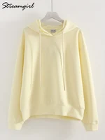 Streamgirl Brown Hoodies With Lace Women Oversize Plain Spring Elegant Butter Yellow Hooded Sweatshirts For Women Oversized - Image 5