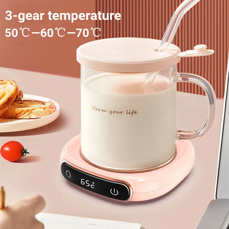 Smart Coffee Cup Warmer Electric Mug Heater for Milk Tea Food Portable Heating Coaster 3 Gear Settings Auto-off Cup Warming Pad 2
