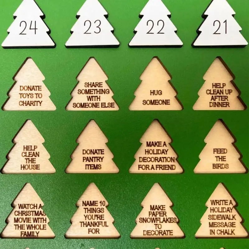 Houten kerstkalender met 24 laden led-verlichte Houten kerstkalender met 24 laden led-verlichte