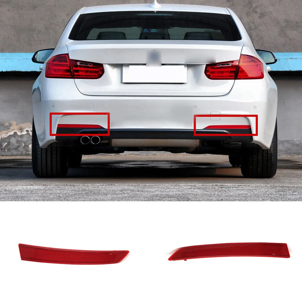 1pair Rear Right Bumper Reflector Trim Plastic Red For BMW 3-Series F30 F31 M Sport 12-17 Rear Bumper Reflector Lamp