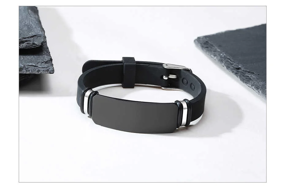 Vnox Nach Schwarz Stailess Stahl Armreif Breite Armbänder für Männer Herren Weiche Silikon Ruder Armband Geschenk für Hero Papa Mann – Detail 15
