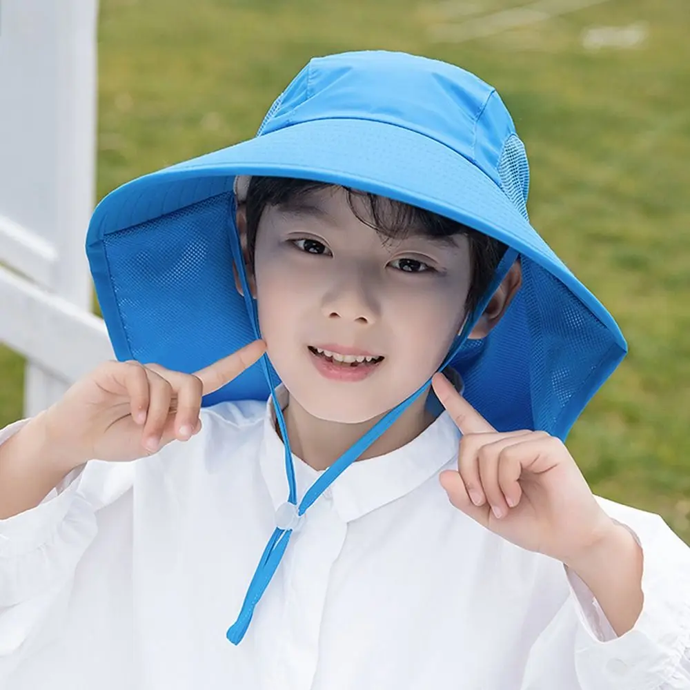 Kids Bucket Hat Kids Sun Hat Children Summer Bucket Hats UV Protection Outdoor Beach Sun Hat Boy Girl Flap Cap Adjustable Wide Brim Cap