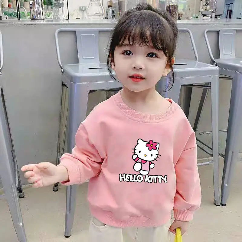 

Hello Kitty Sanrio Kawaii Anime Y2K Girls New Autumn Winter Childrens Hoodie Cute Cartoon Cotton Pullover Top Coat Toys for Kids