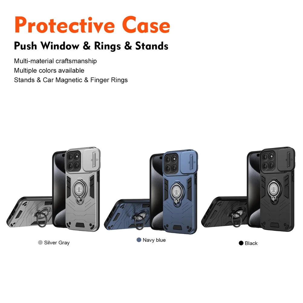Sliding Window Metal Finger Holder Phone Case
