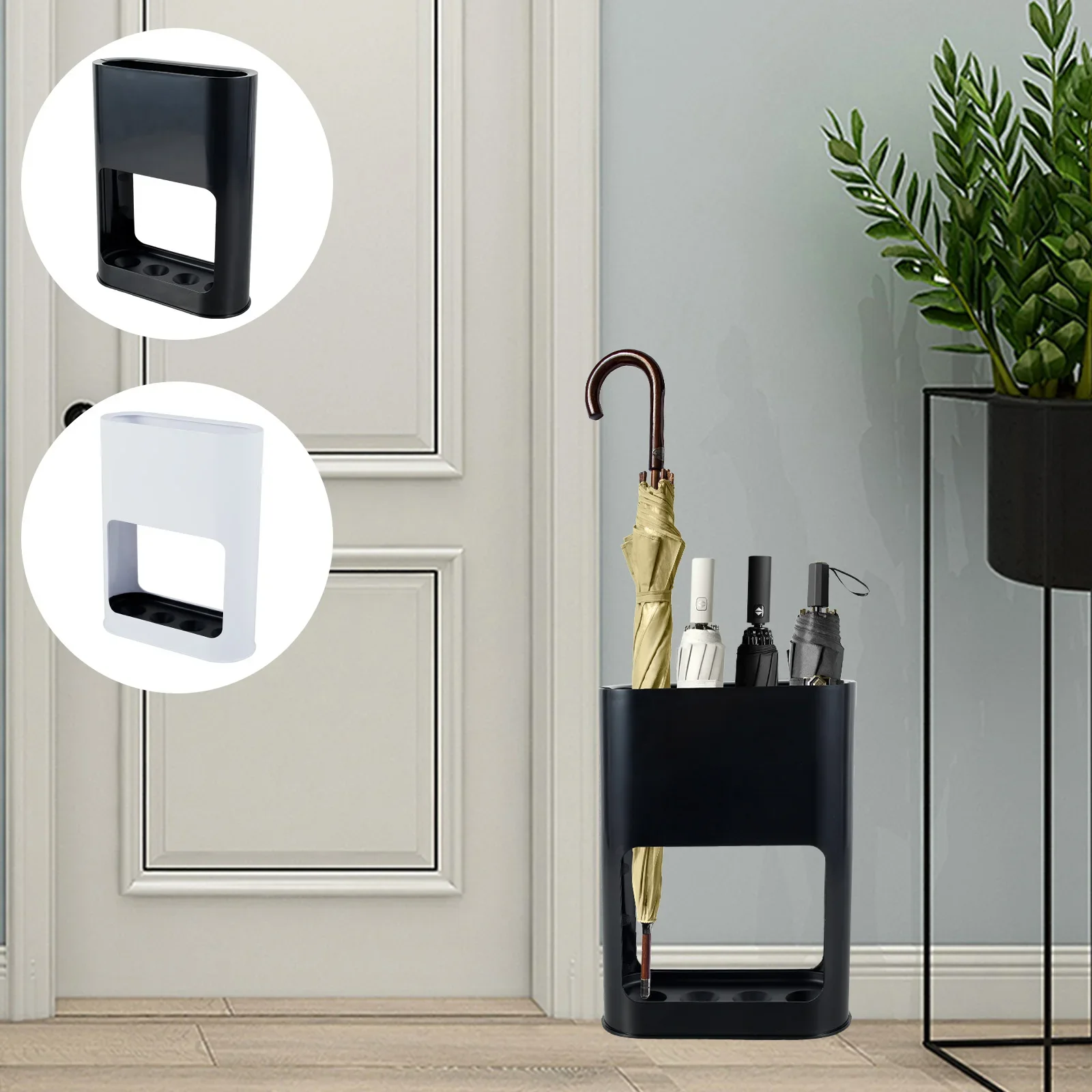 Umbrella Stand With 4 Holes Umbrella Storage Rack Plastic Removable Drip Tray Freestanding Holders for Home Office