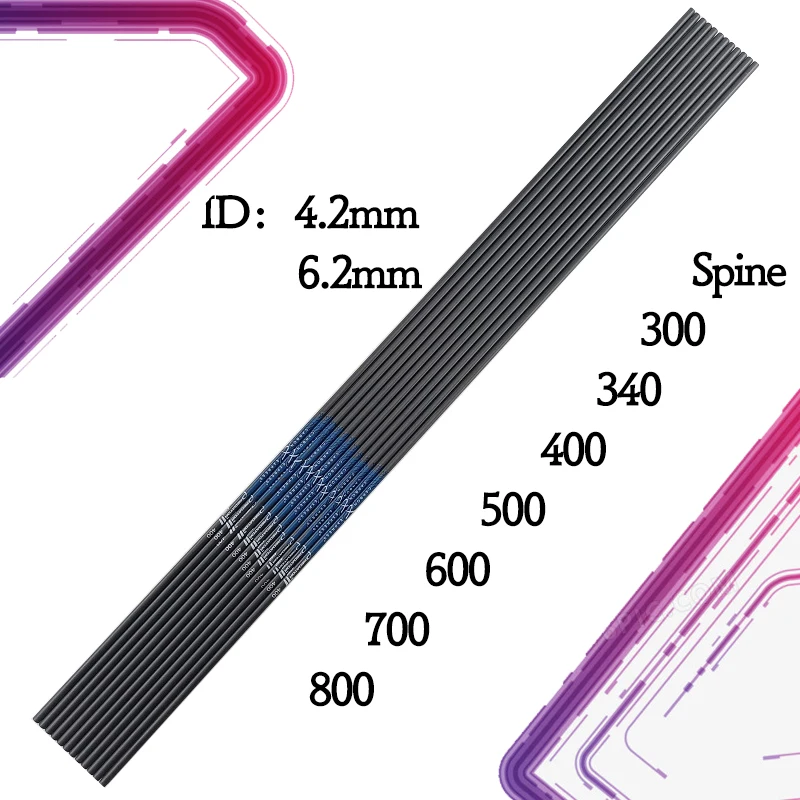 Tiro Con L'Arco Aste Per Frecce In Carbonio Puro Id4.2Mm/6.2Mm Spine400-1000 Accessori Per Tiro Da Caccia Con Arco Ricurvo