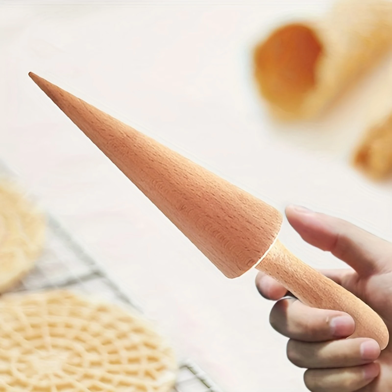 Wooden Egg Roll Ice Cream Cone Mold ice mold DIY Waffle Roller Pastry Mold Kitchen Dessert Tools Baking Accessories