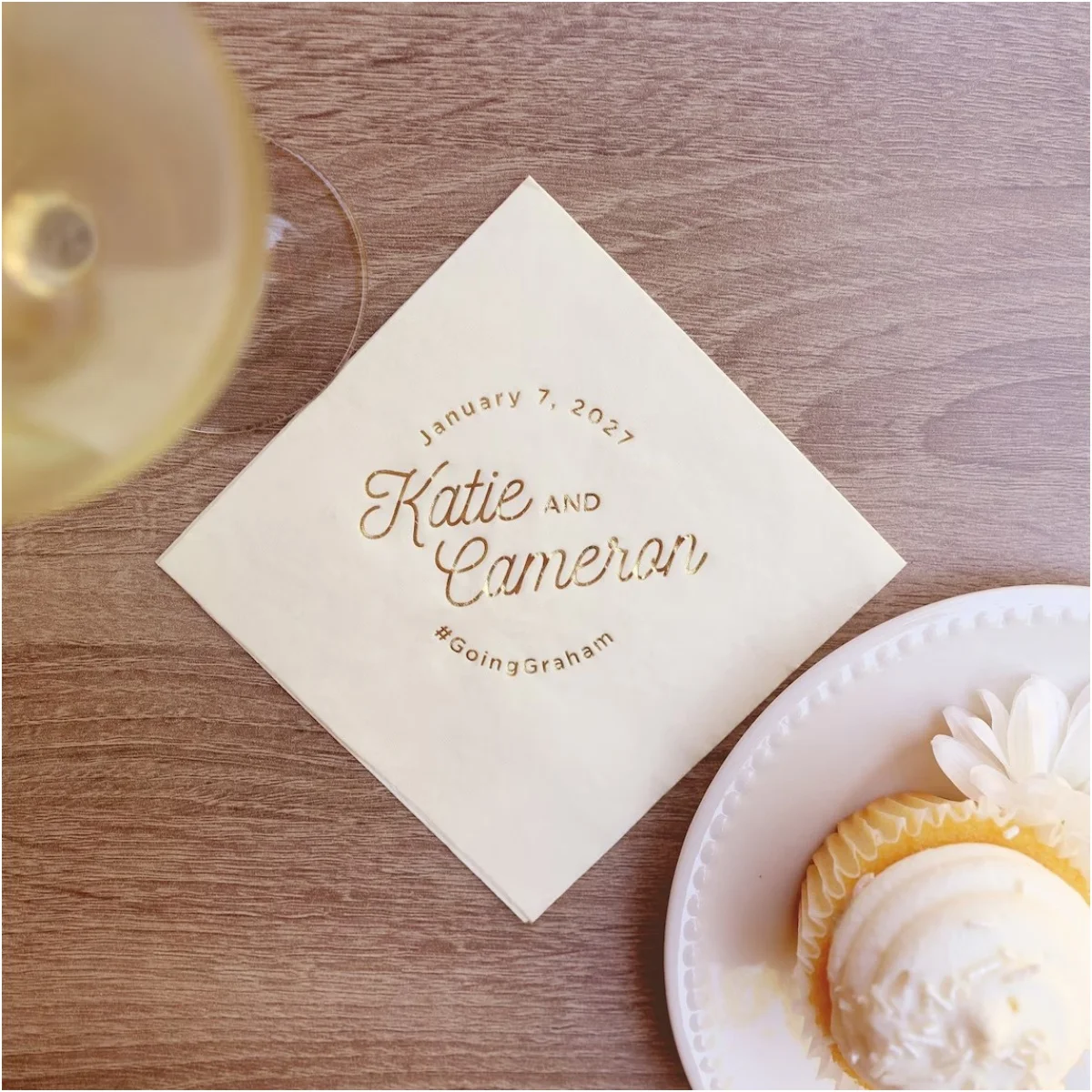 

50 Personalized Party Napkins - Modern Script Names - Cocktail Napkin, Foil Stamped Napkin, Party Decoration, Bridal Shower, W