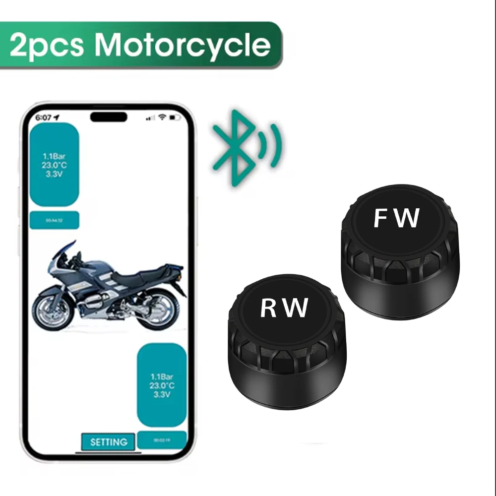 Car Tire Pressure Monitor TPMS Bluetooth 5.0 Mobile Phone Display Motorcycle Tire Pressure Sensor for iOS Android