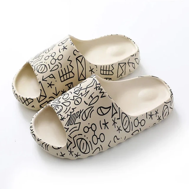 Home Women Thick Bottom Slippers Platform Chunky Heel Living Room Bathroom Slides Non Slip Trend Designer Shoes Ladies Female 2 white