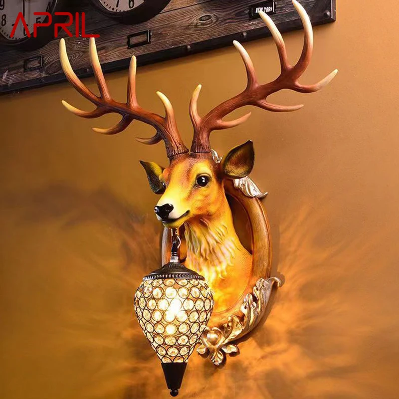 

APRIL Contemporary Antler Wall Lamp Personalized And Creative Living Room Bedroom Hallway Aisle Decoration Light