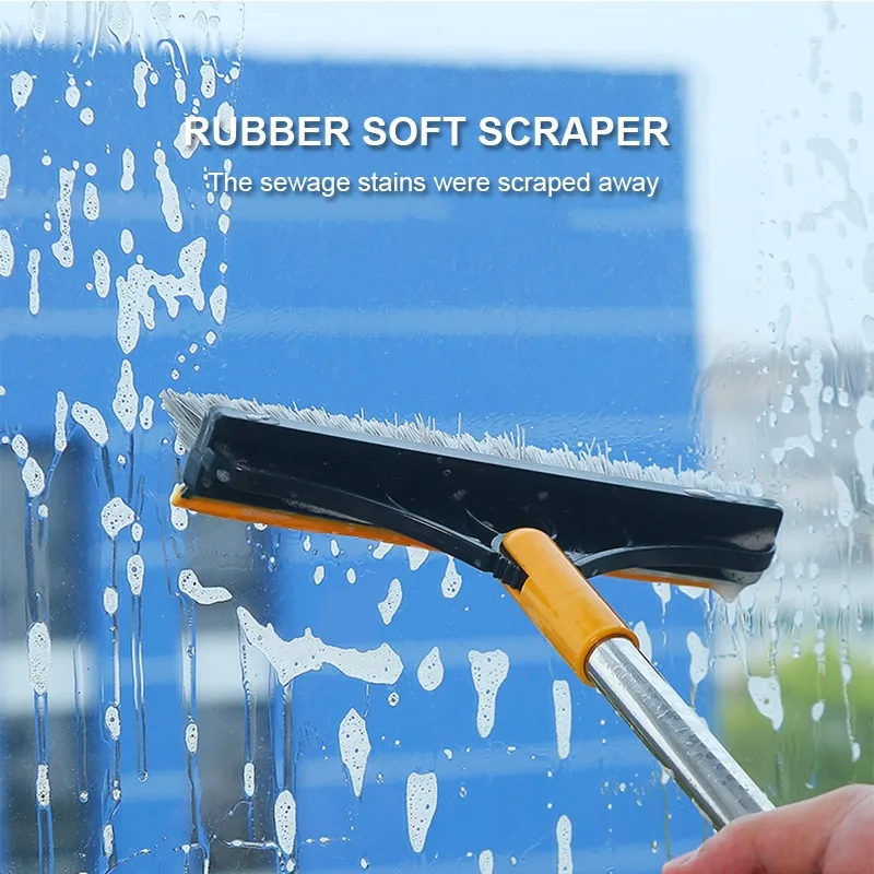 Floor Scrub Brush 2 In 1 Cleaning Brush Long Handle Removable Wiper Magic Broom Brush Squeegee Tile Kitchen Cleaning Tools