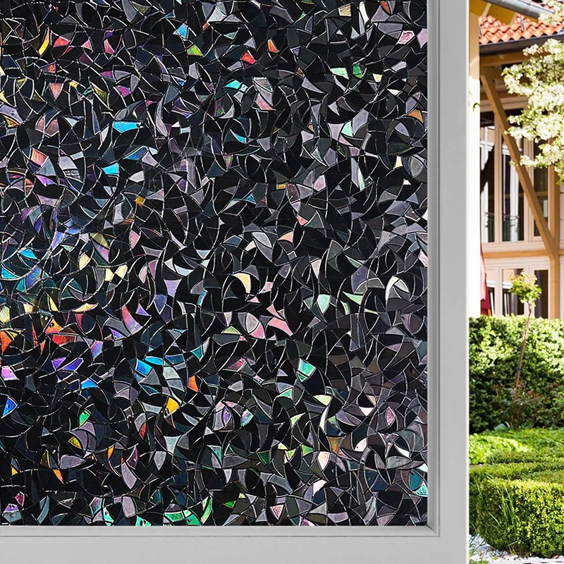 40*100CM Window Privacy Film Static Clings Vinyl 3D Decals Stickers Rainbow Film For Glass Door Heat Control Anti UV