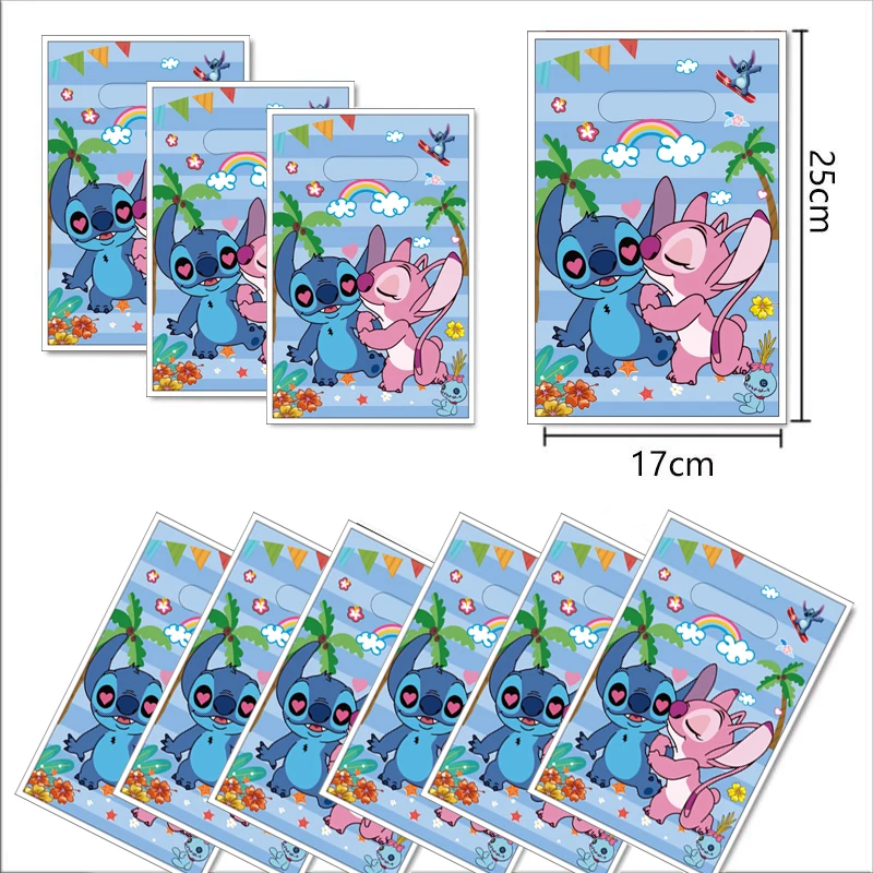 Disney Lilo&Stitch Party Favors Loot Bags Plastic Blue Stitch Pink