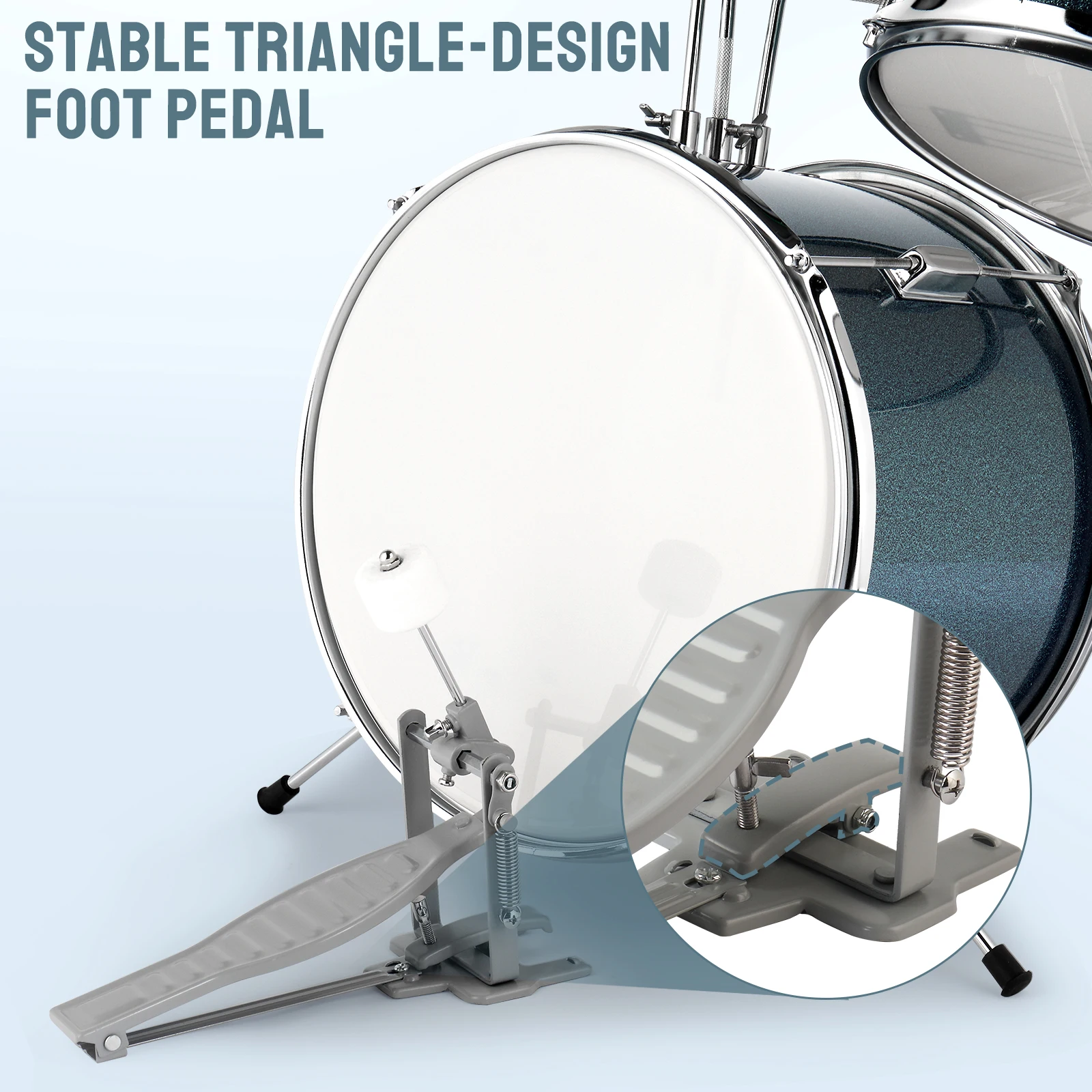 14"x10" 3-Pieces Junior Kids Drum Set Kit Pedal Drum Stick Wrench Stool