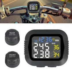 Temperature Alarm Wireless Motorcycle TPMS LCD Colorful Display With 2 External Sensors Tire Pressure Monitoring System