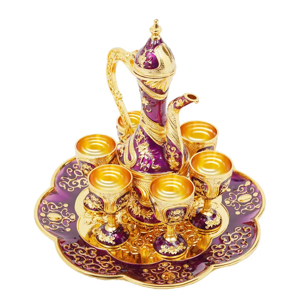 Vintage Turkish Tea and Coffee Set with Pot and Cups