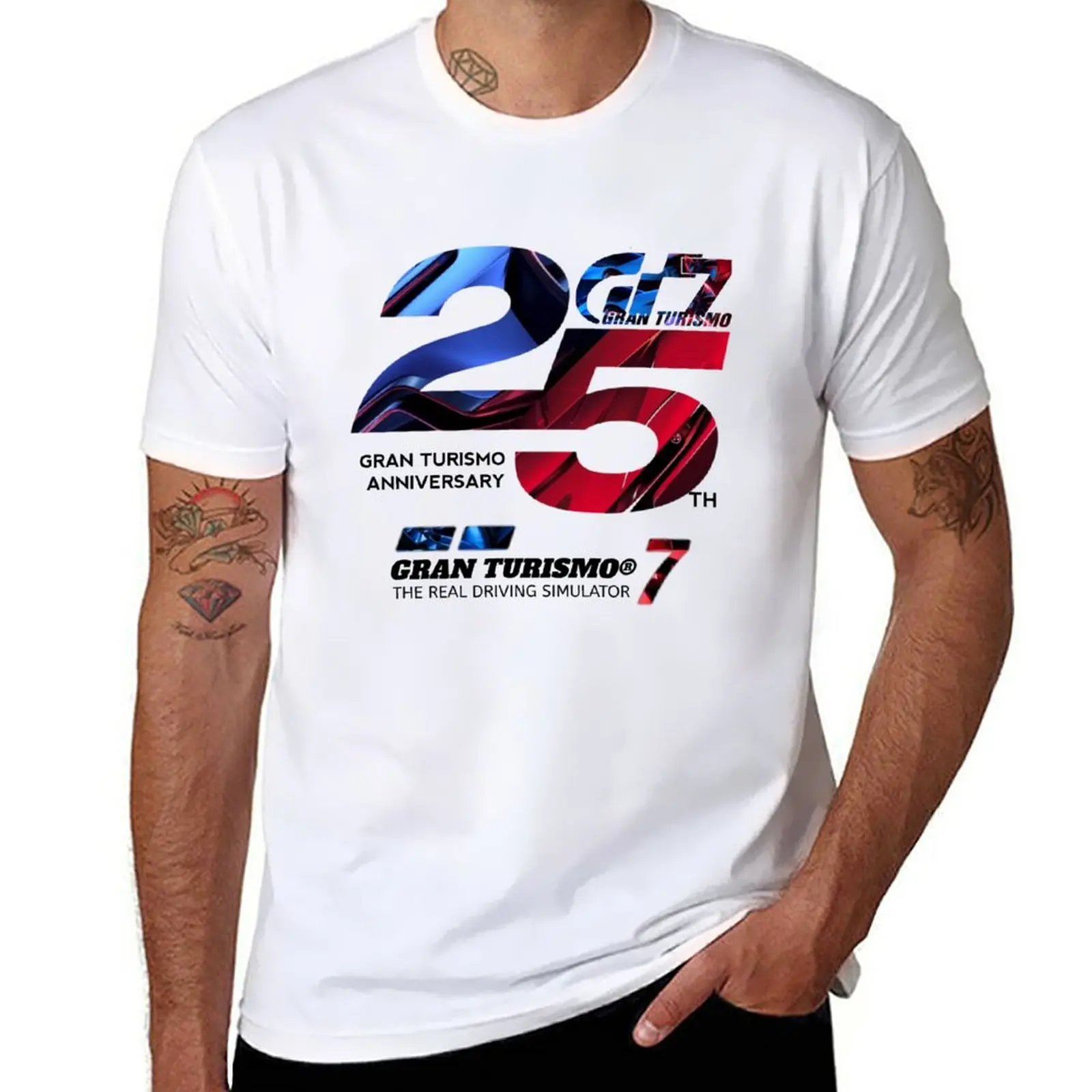 New Gran Turismo 7 / 25 Anniversary T-Shirt Summer Clothes Cat Shirts T Shirt Men