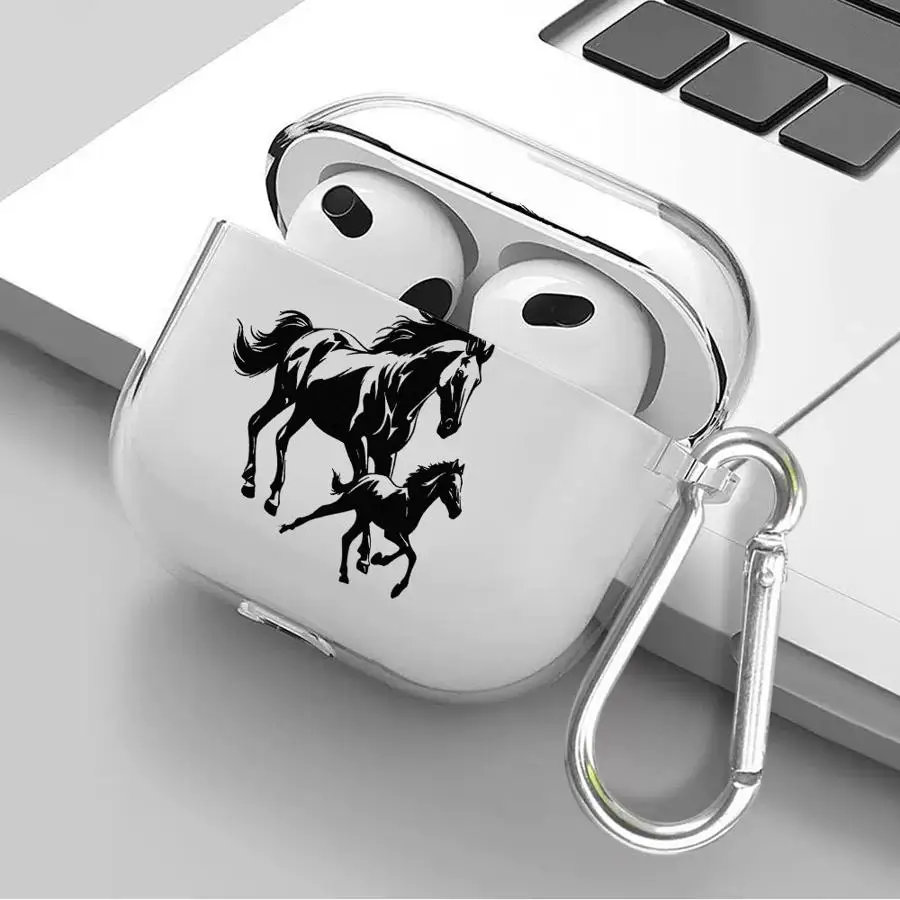 Clear Earphone Case Cover with Horse Design