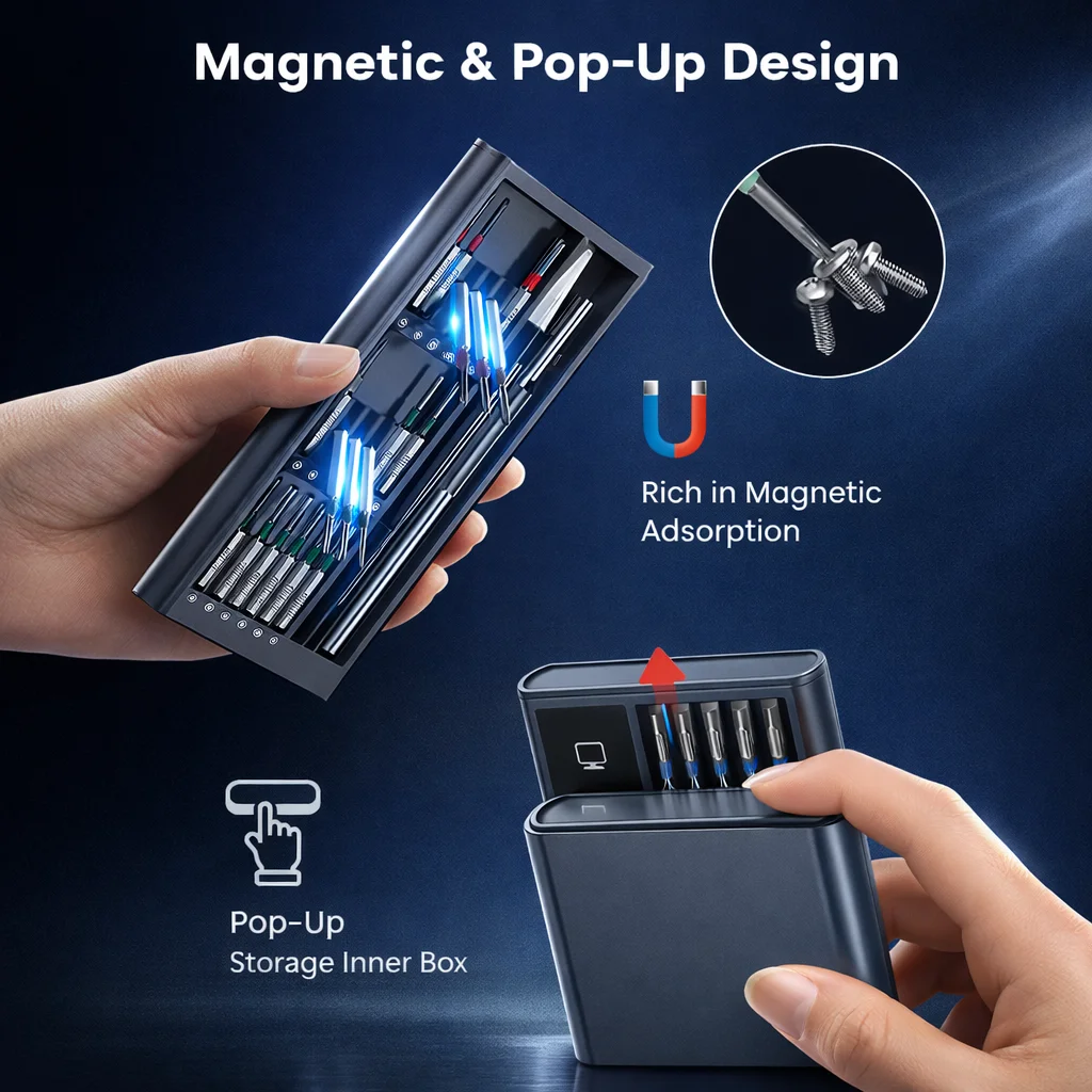 Precision Screwdriver Set, Screwdriver Kit with 36 Long S2 Bits, Magnetic Repair Tool for Glasses, Watches, PC, Computer, Camera - 3