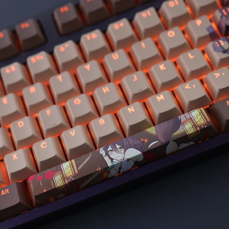 Pbt Dye Sub Backlit Keycap Anime Gaming Key Caps Honkai Star Rail Ting Yun Ansi 61 87 104 108 Chaves Set - Imagem 3