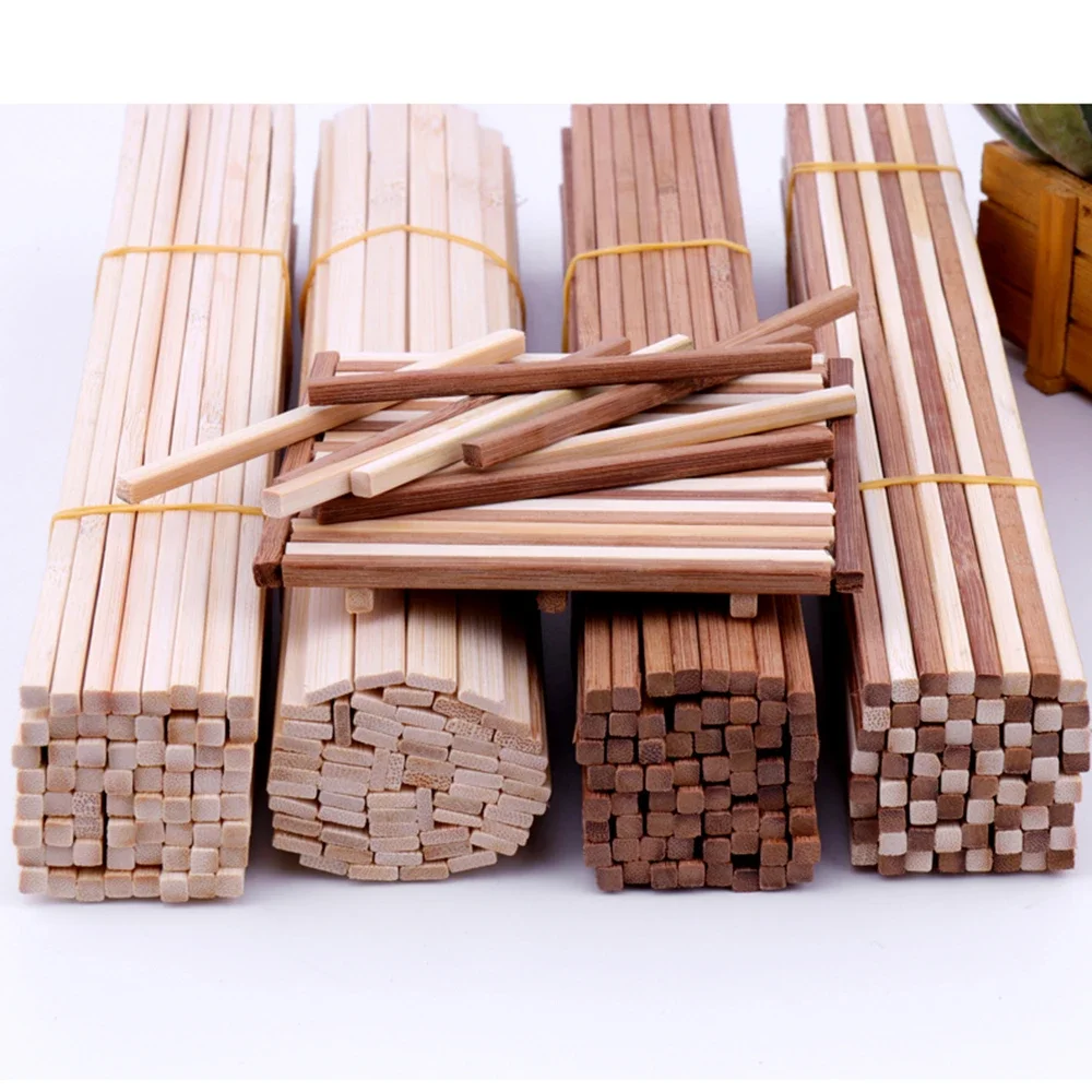 Description Picture 5 of itemRound Square Nan bamboo Flat Bamboo Sticks Wooden Bar Craft Handcraft Making Building Model Airplane DIY Handmade Art Supplies
