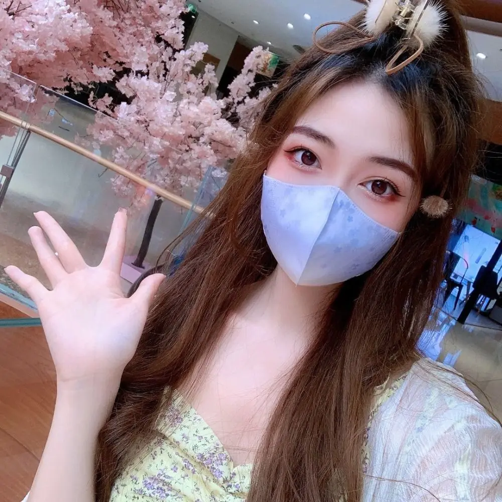 10pcs Adult Gradient Print Color Face Mask Women Female Protective Disposable Face Cover 3layer Anti-dust Mask 3D Design
