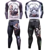 Rash Guard Jiu Jitsu T-shirts+Pants Sets Rashguard For Men Kickboxing Perspiration Gym Training MMA Boxing Kit Muay Thai T-shirt 1