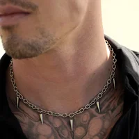 Collier à pampilles à rivets pour hommes et femmes, Style Punk, Hip Hop, mode géométrique, chaîne en acier titane 2