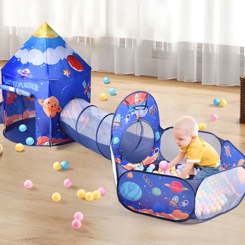 3 in 1 Portable Children's Tent Toys Folding Crawling Tunnel Indoor and Outdoor Play House Beach Tent Ocean Ball Pool Tents 2