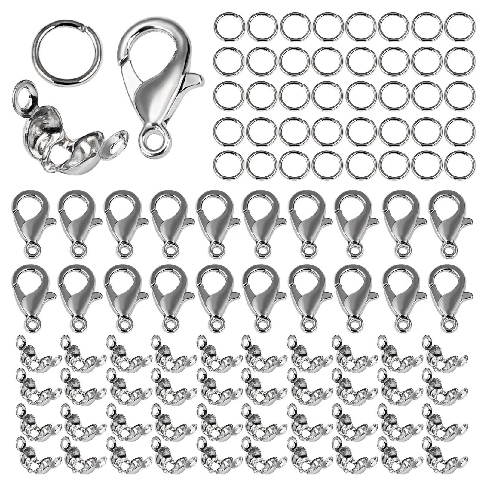 100pcs/Lot Metal Lobster Clasps Set Lobster Clasp Open Jump Rings