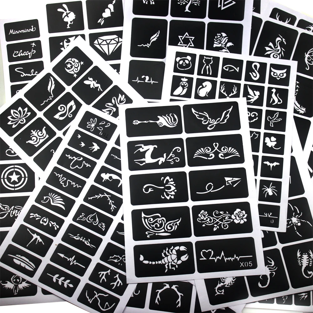 20 Sheets Airbrush Tattoo Stencils For Drawing,Skull Tattoo Stencil Star  Tattoos Temporary Templates Stickers 446 Mixed Designs - AliExpress