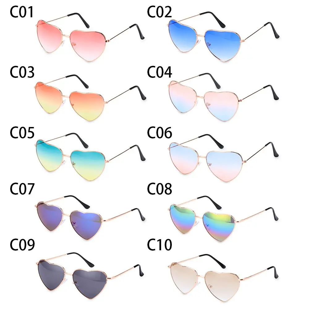 Fancy Dress Ocean Lenses UV 400 Gradient Metal Frame Sun Glasses Heart Shaped Sunglasses