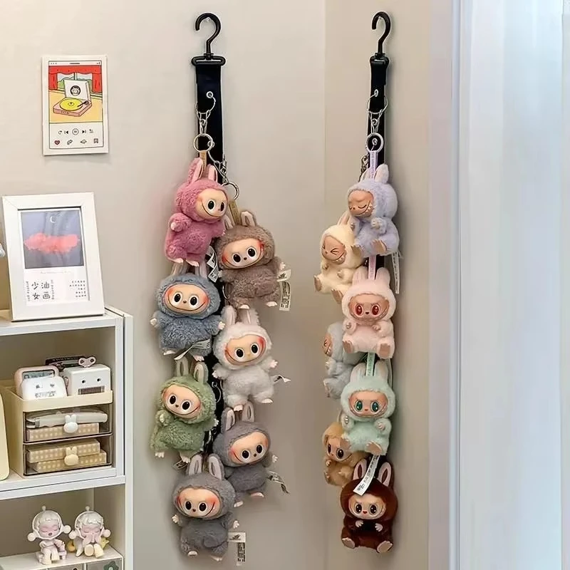For Labubu Storage Rope With 8 Clips Wall Hanging Plush Doll Pendant Holder Door Closet Organizer for Labubu Collections